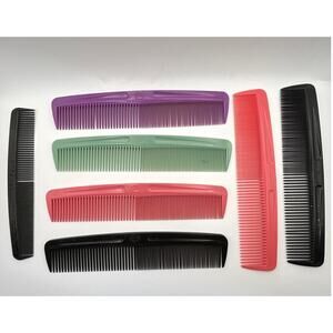 Plastic Vintage Comb LOT of 7 Goody Combs Pink Green Black Purple USA